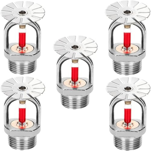 Wuyangcun Brandsprinklerkopf, Messing, verchromt, 68 ℃, schnelle Reaktion, automatischer Sprinkler, 3/4 Zoll DN20 für Wohnfabrik (Pendentyp), 5 Stück