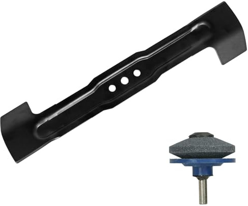 SPARES2GO Lame métal 37 cm pour tondeuse Bosch Rotak 36 36Li 37 37Li 370 370Li + Affûteur