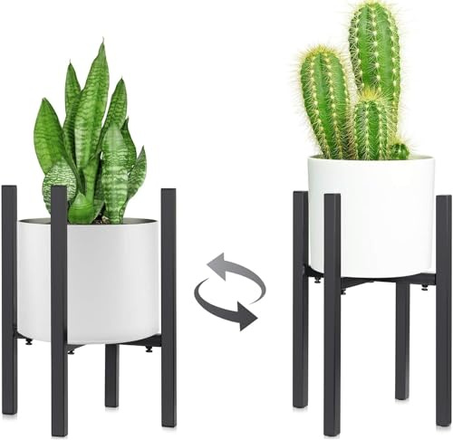 DEILALY Adjustable Plant Stand, 24-27cm Metal Flower Pot Stands, Fit for Different Sized Pots, Heavy Duty Plant Stands Holder Rack for Home Indoor and Outdoor 38cm Heigh Black