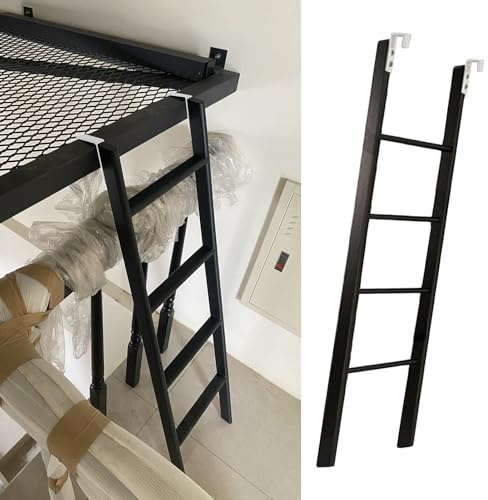 DECAKE Scala a pioli per Letto a Castello sostituibile da Pavimento, 116/130/140/150/160 cm, Solo Scala per Letto Singolo Corto, scaletta in Metallo Nero per soppalco, dormitorio (116 cm