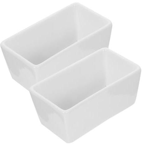 POPETPOP 2piezas Tarros De Cerámica Blanca Rectangular Para Azúcar y Recipiente Multipropósito Para Mesa De Café y Cocina Almacenamiento Elegante Para Cubos De Azúcar y Snacks Pequeños