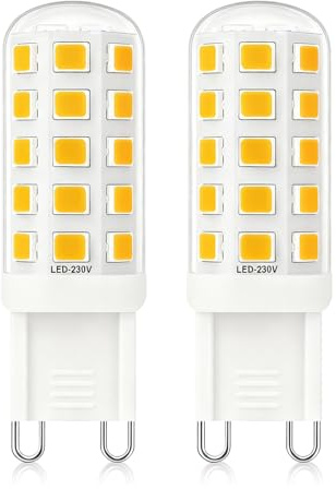 Mizlay G9 LED Lampen Energieklasse B 3W/580lm 25W 28W 33W 40W Halogenlampen Entspricht, G9 Glühbirnen, Nicht Dimmbar, GU9 Sockel Energiesparende LED Lampe, CRI>85, AC220-240V (Warmweiß 3000K, 2 Stück)
