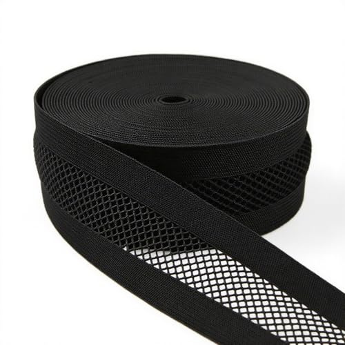 YJFY Cinta elástica de costura bandas elásticas para coser, bandas elásticas planas, malla transpirable, se utiliza para cinturones, faldas, pantalones, cinturones de cadera, etc. (negro, 10 m de
