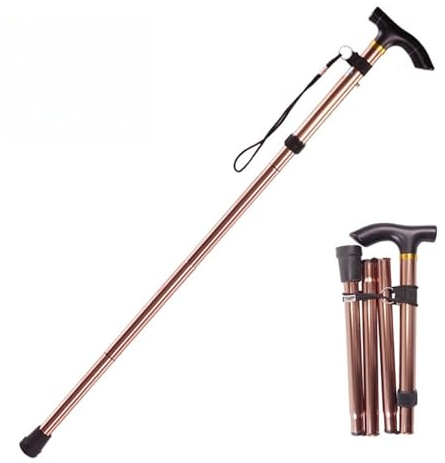 Adjustable from 33‘’ to 37‘’ Walking Cane Hiking Pole Climbing Snowingshoeing Poles with Ergonomic Handle, Brown and Black for Outdoor Adventures The Elder Woman Man