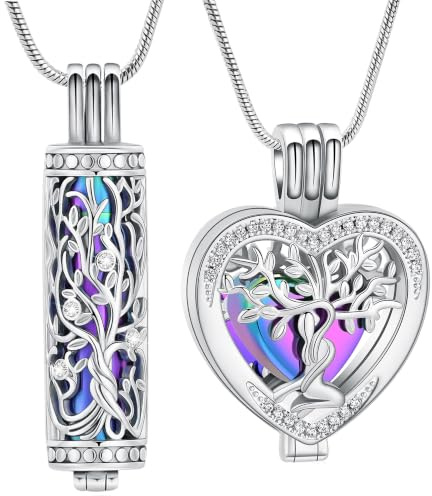 VCCWYQK Collar con colgante en forma de corazón, urna para cenizas, joyería de cremación, flor conmemorativa, minirecuerdo para cenizas, colgante hueco (B-Colorful)