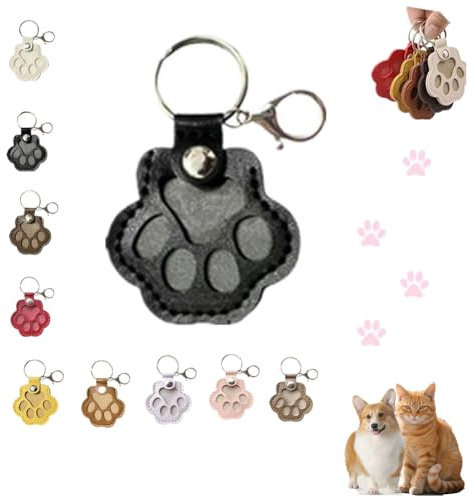 LQQDREX Porte-clés mignon en cuir avec patte, souvenir de poils d'animaux, collection commémorative, porte-clés unisexe pour adulte