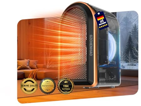 New Upgraded Electric Heater【Instant Heat & Low Noise】Space Heater【Multiple Safety Protection】Silent Low Energy Fan Heaters for Home, Bedroom, Office, Portable Heater (Black) Space Heater