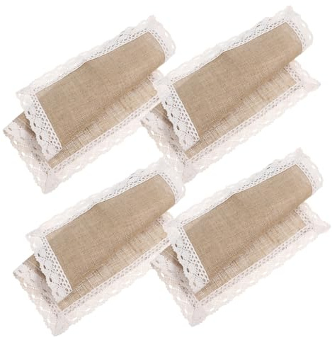LIGIGWASH 4pezzi Tovagliette in Lino Naturale Di Bordi Sfrangiati Tovagliette Resistenti Al Calore Per Cucina e Pranzo Lavabili Mano Lavatrice Per Feste e Uso Quotidiano