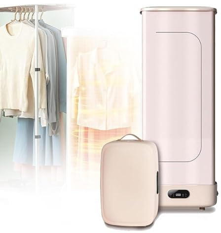 Secadora de ropa eléctrica portátil con calefacción, plancha de vapor, circulación de aire caliente de 360°, temporizador inteligente para secar la ropa, planchado y secado a vapor, secadora plegable.