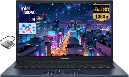 ASUS Vivobook 14 FHD Laptop for Student Business Home School, Intel 10-Core i5-1334U, 16GB RAM 512GB SSD, Numeric Keypad, Private Webcam, Windows 11