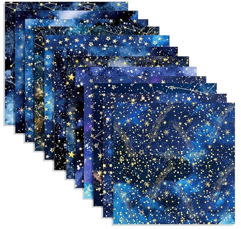 24 Blatt Scrapbook Papier mit Sternenhimmel Muster,12-Typen Sternen-Motiv Doppelseitige Dekorpapier Bastelpapier Bastelalbum für Galaxy-Fans Origami Papier Journal Motivpapier DIY Fotoalbum,30x30CM