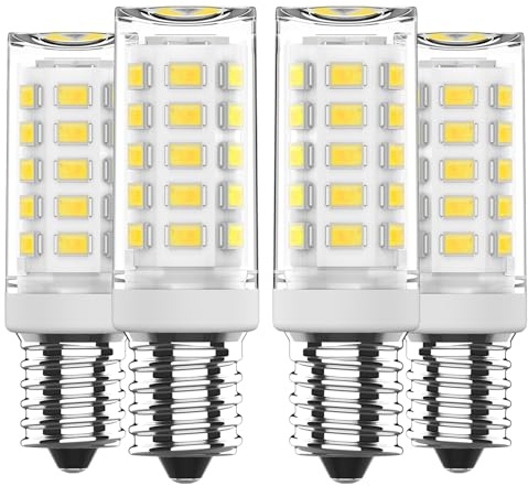 RuLEDne E14 LED Lampen kaltweiß 6000K, 4W Ersatz Für Halogenlampe 50W 60W, E14 LED Leuchtmitte AC 230V Mini Glühlampe, CRI 85+, Kein Flackern 650LM, Nicht Dimmbar, 4er Pack