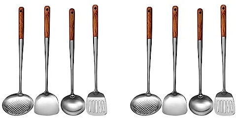 Rastapulz 2 X Lungo Acciaio Wok Spatola Cucina Spacco Spacco Creazioni Cazzuola Utensili Da Cucina Set
