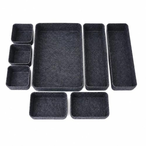 Schubladen Organizer Filz 8 Stück – Stapelbare Filz-Aufbewahrungsboxen & Schubladeneinsätze, Drawer Organizer für Schreibtisch, Büroordnungssystem, Schminktisch Organizer & Kommode Aufbewahrung