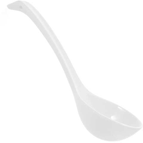 YOSADIER Cuchara Sopera de Porcelana de 27 Cm, Apta para Lavavajillas y Microondas, Cuchara China para Sopa Ramen y Pho, Mango Largo de Cerámica Resistente para Uso en Hostelería