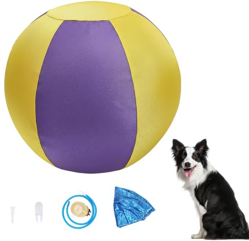 Hüteball für Hunde, 45cm (18 Zoll) Großer Herding Ball, Aufblasbarer Trainingsball mit Reißverschluss, Zweilagig Interaktiver Pferdebälle für Kleine Bis Mittelgroße Hunde Pferde(Kein Kauspielzeug)