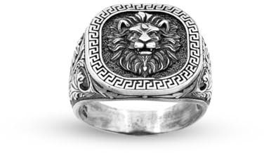 Jewellery Pit - Löwenring, Silber Siegelring, Tier, Gothic Ring, Statement Ring, Vintage Ring, Ring für den kleinen Finger, Sterling Silber Ring, Geschenk für ihn, einzigartiges Design