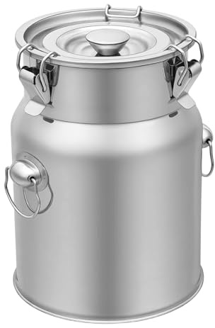 Pot à lait en acier inoxydable de 5 l avec couvercle hermétique et joint en silicone, récipient de stockage pour liquides et produits secs, seau polyvalent pour la maison, la cuisine, le commerce