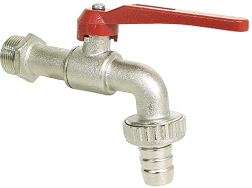 Auslaufhahn Kugelauslaufhahn Kugelauslaufventil Wasserhahn Auslaufhahn in der Ausführung Edelstahl Messing Vernickelt und Messing Verchromt (Messing vernickelt, 3/8)
