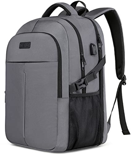 Extra Large Rucksack for Men 50L,Water Resistant 17.3 inch Travel Laptop Backpack Work Bag with USB Charging Port,Anti Theft Big Business Computer Backpack for Men Women College School-Grey