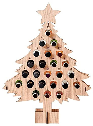 Weihnachtsbaum-Adventskalender Weinhalter, personalisierter Adventskalender aus Holz mit Weinregal, Countdown-Adventskalender, Bierflaschenhalter für Party- und Heimdekoration
