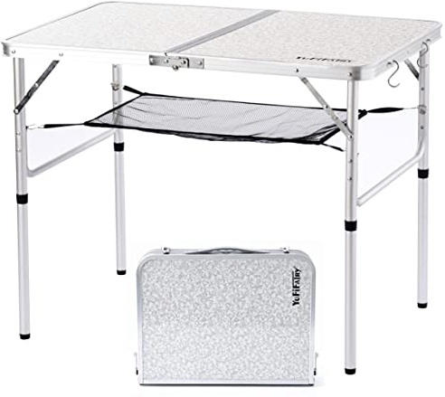 Folding Camping Table, 36''L x24''W Camp Aluminum Table with Adjustable Height Legs, Indoor Outdoor Lightweight Portable Folding Dining Table for Camp Picnic Beach BBQ Cooking 3Ft（2 Heights 15/28）