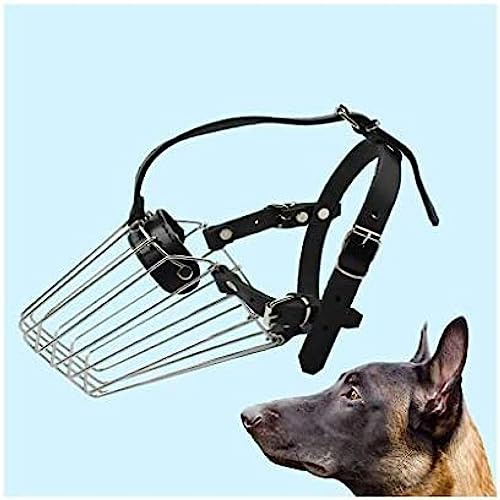 Korbmaulkorb Für Große Hunde, Edelstahl, Metall, Hundemaske, Verstellbare Lederriemen, Für Deutscher Schäferhund, Belgischer Malinois,Belgischer Malinois,Constructive23