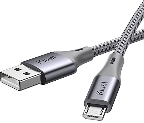Micro USB Cable 2M, Android Charging Cable, Micro Charging Cable Braided Compatible with PS4 Controller, Samsung Galaxy J7, S7, S6, Kindle Fire, Fire HD Tablet, HTC, LG, Motorola grey