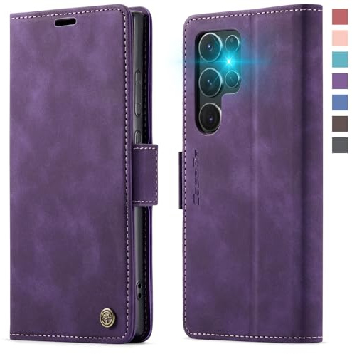 XYGLOW Handyhülle für Samsung Galaxy S24 Ultra 5G Hülle Klappbar Premium PU Lederhülle Klapphülle【RFID Schutz】 Kartenfach Standfunktion Schutzhülle für Samsung S24 Ultra Flip Case Tasche Cover,Lila