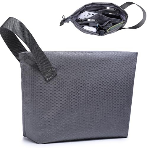 HYZUO Sac de Rangement Câble Pochette Voyage Multifonctionnel Organisateur pour Chargeur, Gadget, Cables USB, Cartes, Accessoires Organiseur Sacoche Électronique Portable Pouch Sacs, Gris sidéral