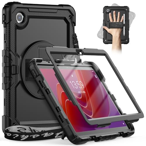 timecity Custodia per tablet Lenovo Tab M11 (TB330FU/TB330XU) da 11 pollici con portapenna/supporto per stilo/pellicola proteggi schermo/cinturino da polso a 360°, per Tab K11 LTE 2024/Lenovo Xiaoxin