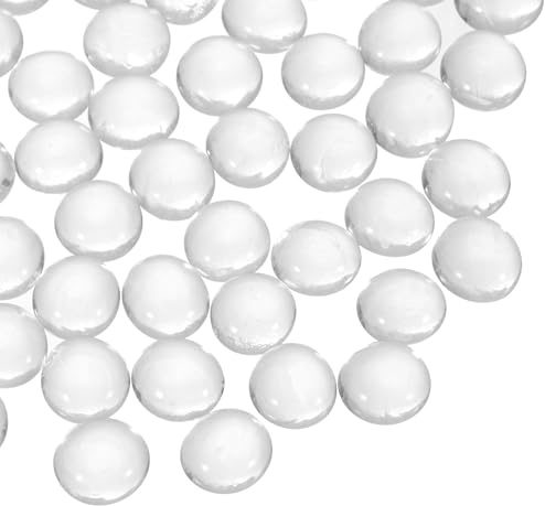 QUARKZMAN 20pcs Perline di Vetro Gemme 0.22lbs 0.47-0.55 Biglie di Vetro | in Vetro Trasparente, Piatte, Ciottoli, per Riempimento Vasi Decorazione Acquario Artigianato Fai-da-te