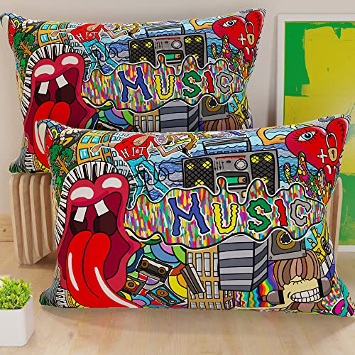PETTI Artigiani Italiani - Coppia di Federe Cuscino 30x50 cm in Microfibra, Cuscini Arredo Camera da Letto, Divano, Salotto, Set 2 Fodere Copricuscino, Federa Murales, 100% Made in Italy