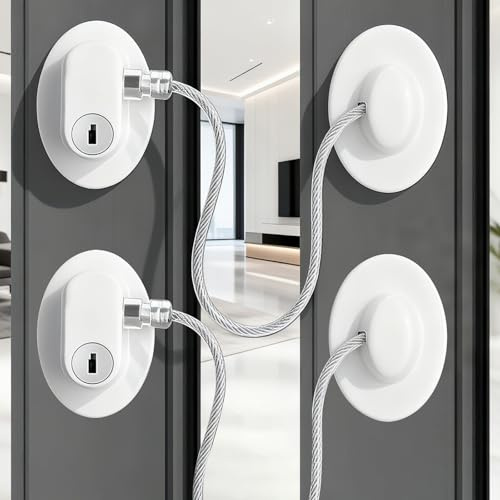 Lahnaokfis 2 Pcs Lucchetto per Frigorifero, Blocca Bambini Frigorifero con Potente Adesivo, Sicurezza Lucchetto Bambini con Chiave per Frigoriferi, Mobili, Armadi Cassetti, Senza Perforazione, Bianco