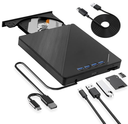 Externes Blu Ray Laufwerk für Pc - New Bluray Laufwerk Extern, Externe Blu-ray Laufwerke Blu Ray Brenner Extern USB3.0 Typ-C DVD/BD Player, Tragbares Blu Ray Recorder für Laptop PC Windows 7/8/10/11
