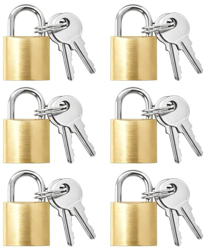 6 Pack Small Padlocks with Keys,20mm Mini Padlock for Gym Locker