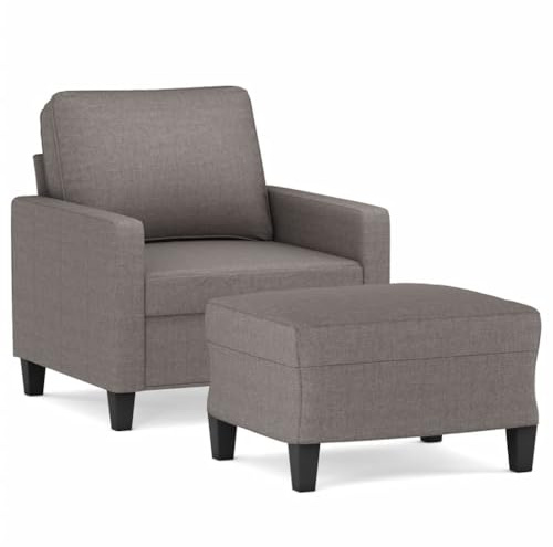 Yamxder Sessel mit Hocker Taupe 60 cm Stoff Modernes Wohnzimmer Sofa Set aus Polyester Metall Sperrholz Gemütlicher Zweisitzer mit Relaxfunktion für kleine Räume Wohnzimmer Flur Schlafzimmer