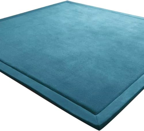 LEHOUR Krabbelmatte für Baby, 100×100CM Kinderteppich, rutschfest, Blau | Weicher, Dicker Kinderteppich, Baby-Krabbelmatte, Rutschfester Untergrund, Schutz beim Spielen, Geeignet für Mädchen & Jungen