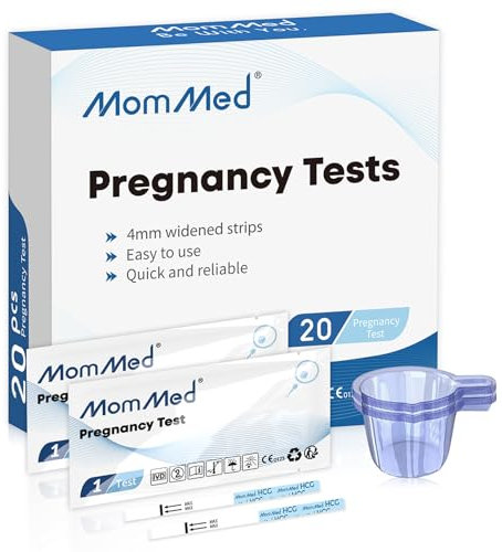 MOMMED Pregnancy Test Strips (HCG20) with 20 Free Urine Cups, Reliable and Quick Pregnancy Tests Early Detection, Early Pregnancy Tests, Fertility Test for Women