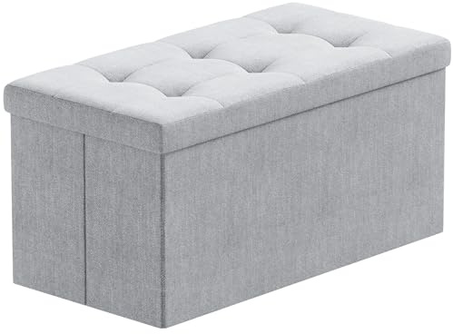 BRIAN & DANY Faltbarer sitzhocker Leinen Sitzbank mit Stauraum, Grau, 76 x 38 x 38cm