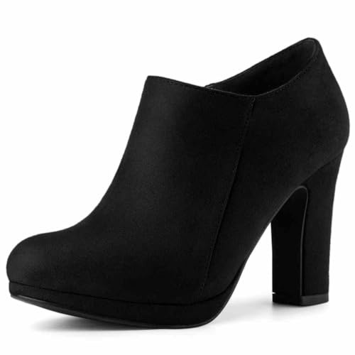 Allegra K Women Platform Round Toe Chunky Heels Ankle Booties Side Zipper