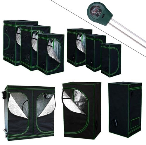 Melko - Growbox 60x60x120 cm Set mit 3-in-1 Messgerät - Licht- & wasserdichtes Growzelt aus extrafestem Stoff mit reflektierender Innenfolie - Growtent Zuchtzelt für Hydrokulturen zur Pflanzenzucht