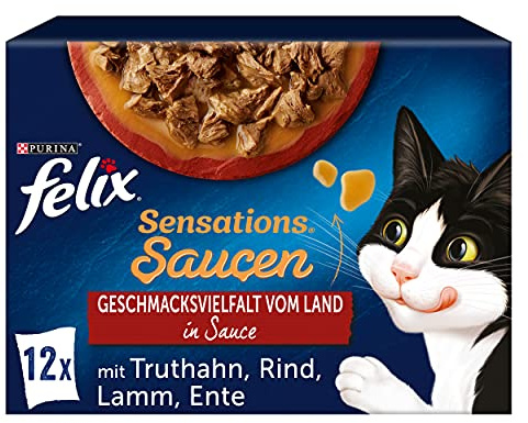FELIX Sensations Saucen, Sorten-Mix, 72er Pack (6 x 12 x 85g) | Katzenfutter nass