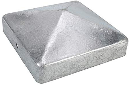 Metal Fence Post CAPS | Oxide Red/Galvanised Silver/Black | All Sizes 50mm 75mm 100mm Ball or Pyramid Available - Decorative (100x100mm Pyramid, Hot Dipped Galvanised)