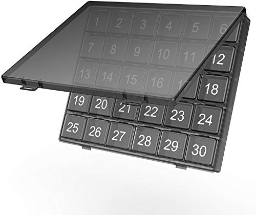 Monatliche Pillen Organizer Einmal am Tag - 30 Tage Pillen Organizer Box - Leicht zu öffnen - Große Fächer Tragbare Tasche für Reisen, Monat Pillenetuis Medizin Organizer (L) (Schwarz)