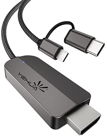 YEHUA Cavo USB C a HDMI, 2 in 1 Micro USB a Cavo HDMI, 1080P HDMI Adattatore Compatibile con Samsung/Huawei/Xiaomi Android Smartphone a HDTV (2M)