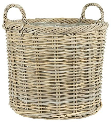IB Laursen Pflanzkorb Pflanzkübel Weidekorb Blumenkorb mit Griff Rattan bepflanzbar Natur rund (44)