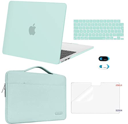 MOSISO Funda Compatible con MacBook Air 13 Pulgadas M5 M4 M3 M2 2026-2022 | A3449 A3240 A3113 A2681,Carcasa para MacBook Air 13,6&Bolsa Manga&Tapa Teclado&Webcam&Protector Pantalla,Menta Verde