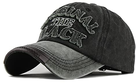YULOONG Vintage Baseball Cap Stickerei SCHWARZ Washed Denim Trucker Cap 100% Baumwolle Sonnenhut für Männer Frauen Verstellbare Größe