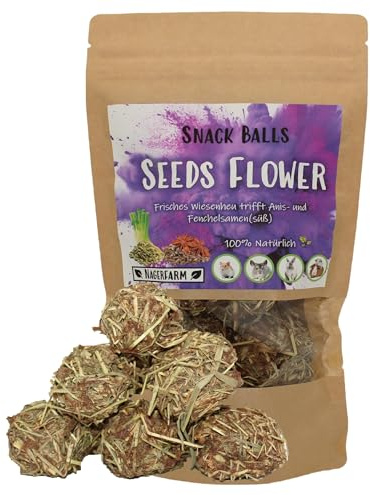 Snack Balls Seeds Flower - von Nagerfarm - Futter für Nager, Meerschweinchen und Zwergkaninchen 100% Natur für Deine Fellnasen - Deutsches Qualitätsprodukt ohne versteckte Zutaten -